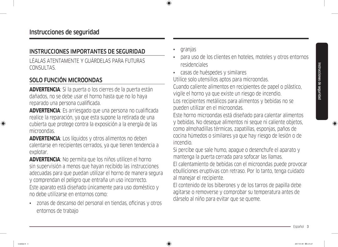 Samsung MC28M6055CK/EC, MC28M6055CW/EC manual Instrucciones de seguridad, Español  